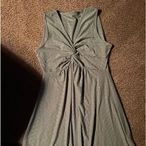 Gray Ruched A-Line Knee-Length Sundress